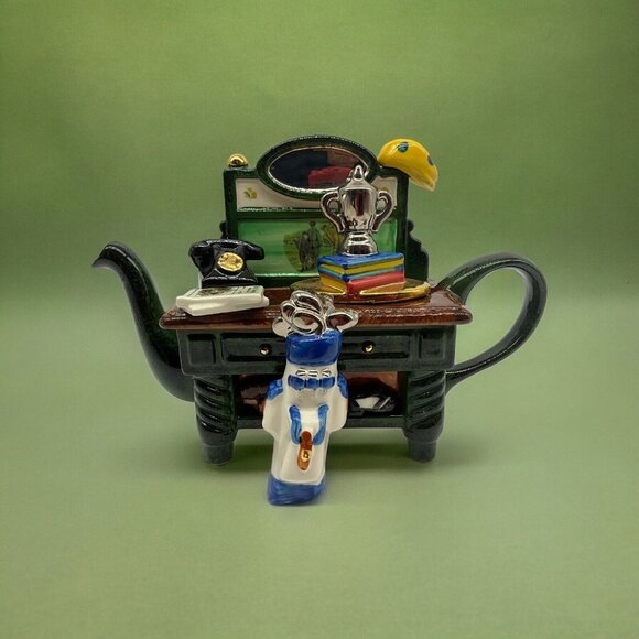 Tony Carter Golf Themed Collectible Teapot Hand Painted Home Decor Teapots READ - Picture 3 of 16